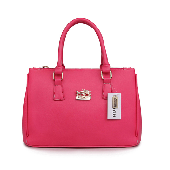 Coach In Saffiano Medium Fuchsia Satchels AWA | Women